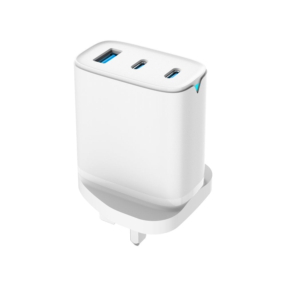 Cargador de pared DAEWOO de 45 W con 2 puertos USB-C y USB-A, blanco, adaptador de enchufe | ELA1414GE